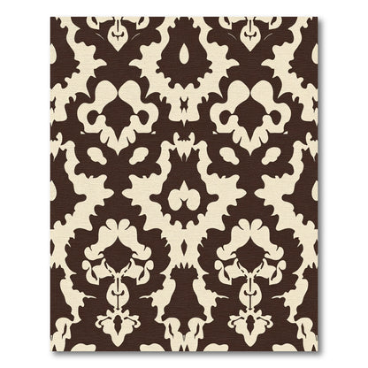 Classic Chocolate and Cream Damask Medallion Rug