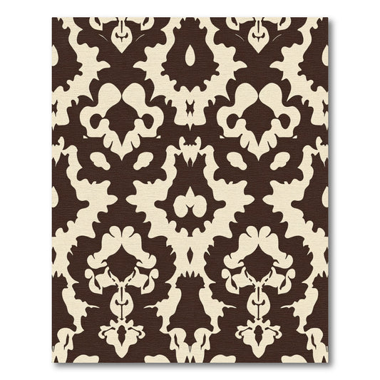 Classic Chocolate and Cream Damask Medallion Rug