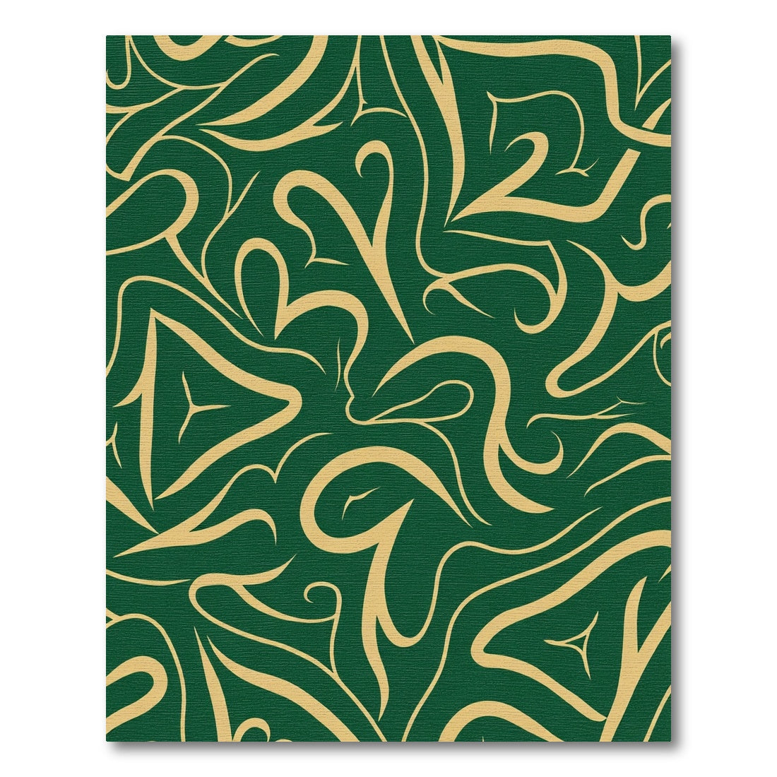 Emerald Golden Swirl Abstract Flow Rug