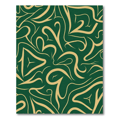 Emerald Golden Swirl Abstract Flow Rug