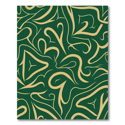 Emerald Golden Swirl Abstract Flow Rug