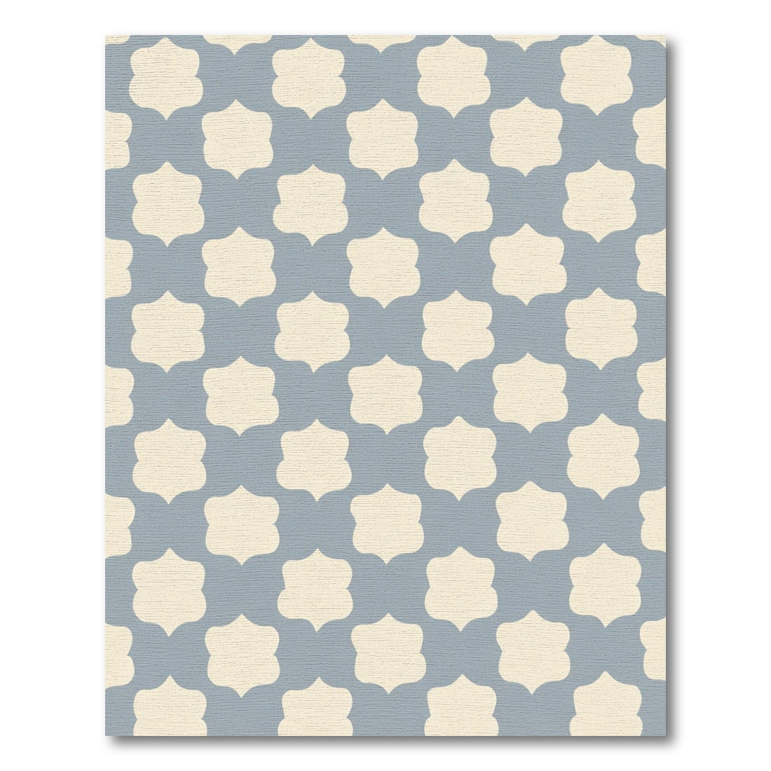 Dusty Blue Cream Quatrefoil Overlay Rug
