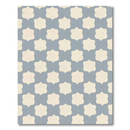 Dusty Blue Cream Quatrefoil Overlay Rug