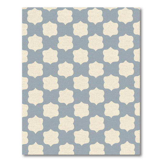 Dusty Blue Cream Quatrefoil Overlay Rug