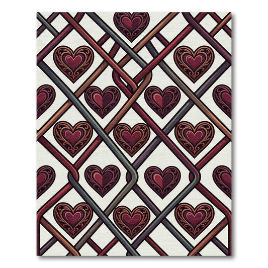 Deep Crimson Heart Weave Composition Rug