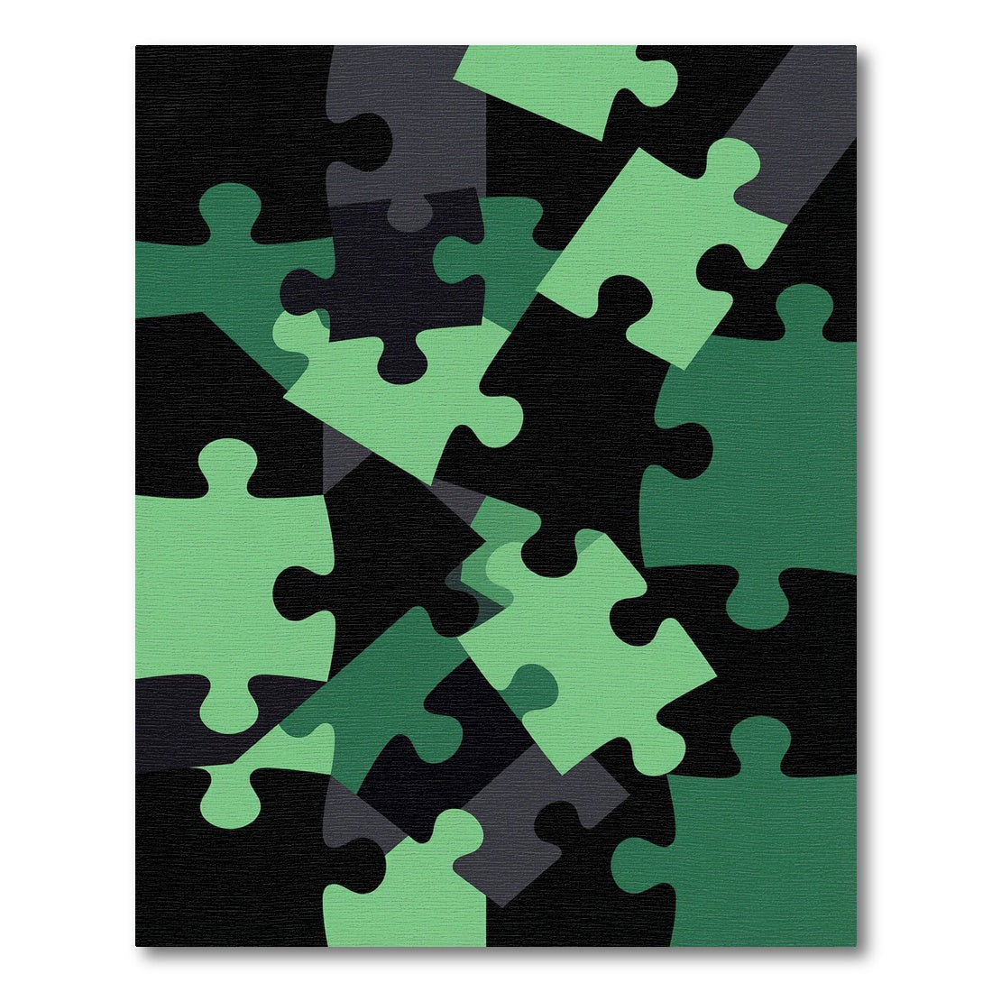 Abstract Green Interlocking Puzzle Geometric Rug