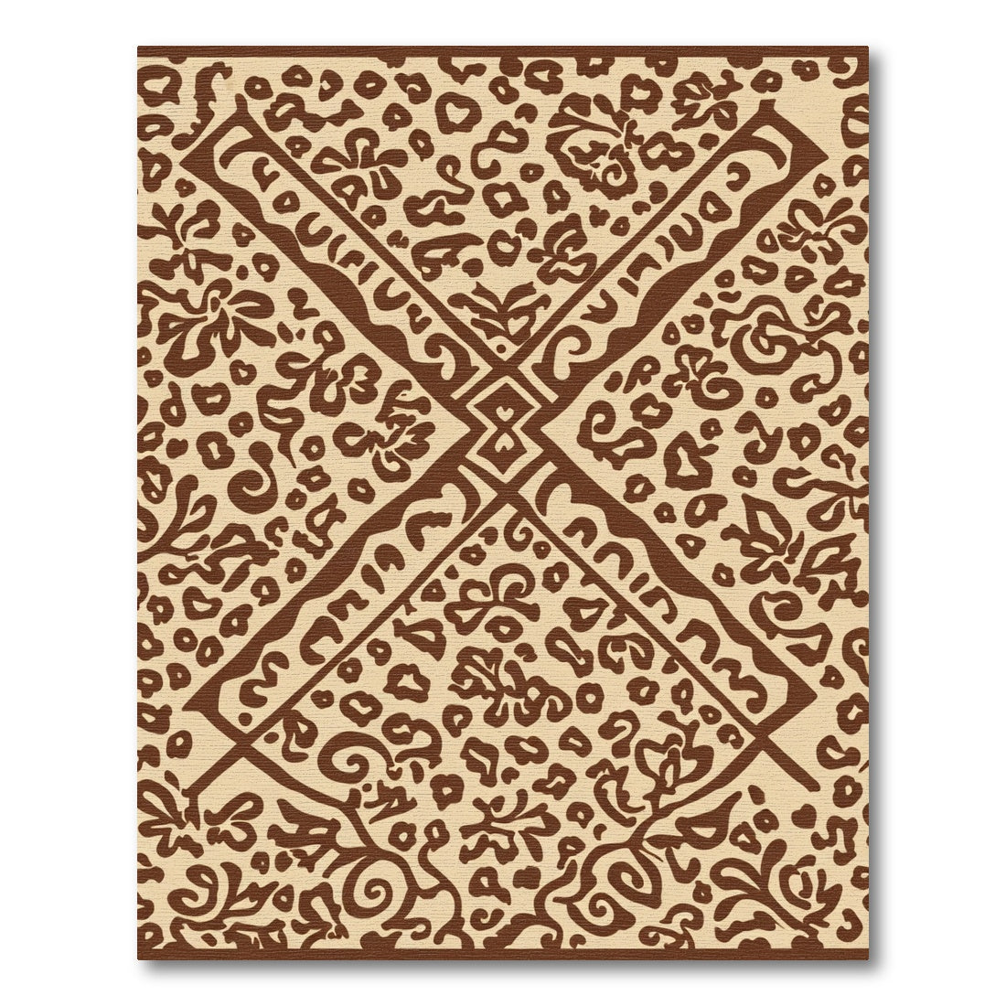 Brown Leopard Floral Medallion Rug