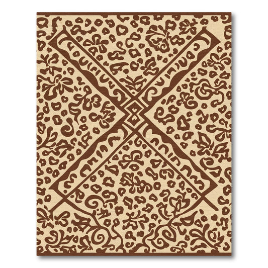 Brown Leopard Floral Medallion Rug