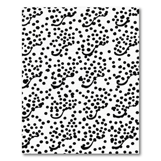 Scattered Black Dot Wavy Line Rug