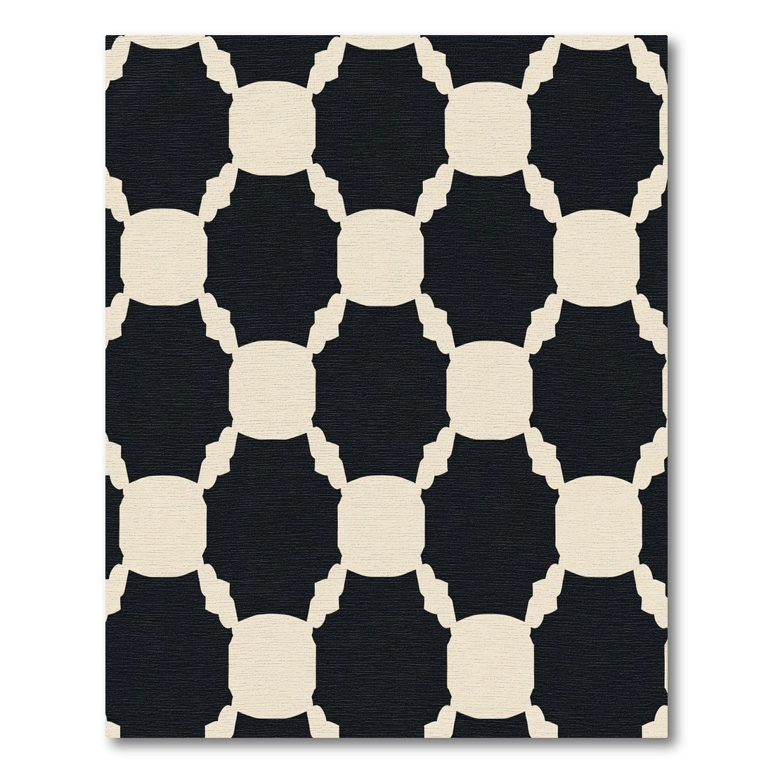Black White Lattice Geometric Rug