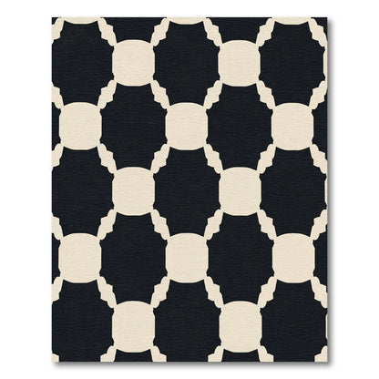 Black White Lattice Geometric Rug