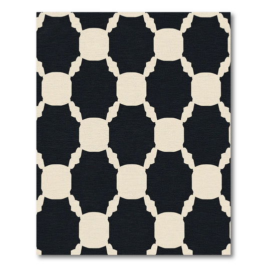 Black White Lattice Geometric Rug