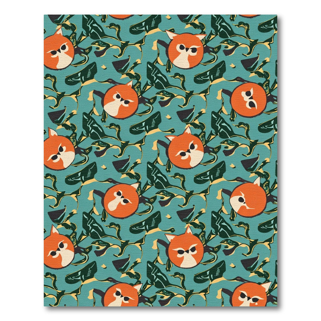 Cute Orange Fox Forest Scene Rug