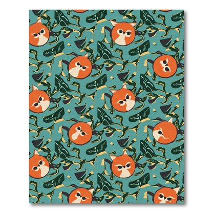 Cute Orange Fox Forest Scene Rug