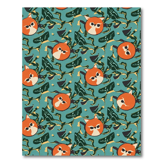 Cute Orange Fox Forest Scene Rug
