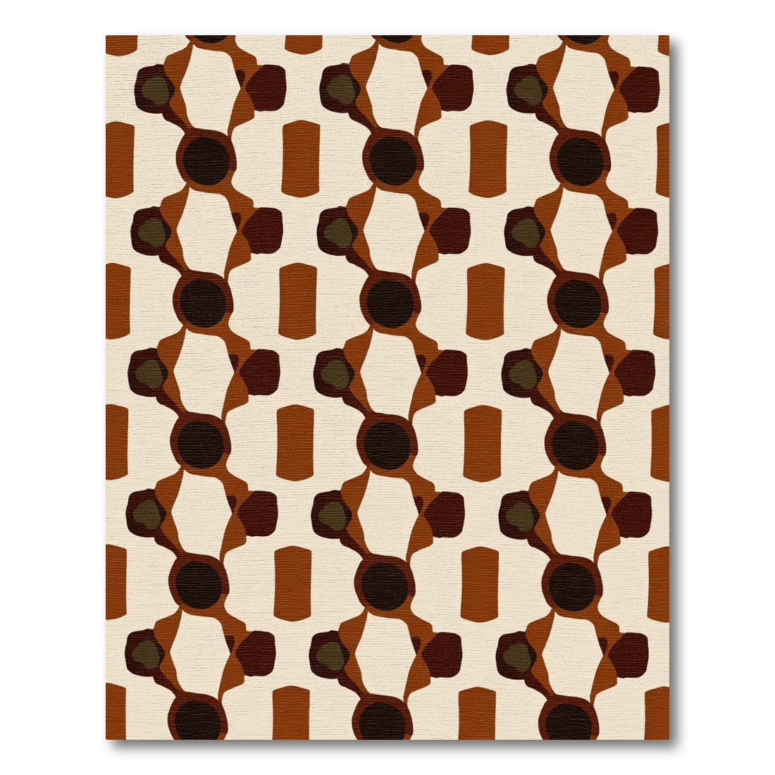 Retro Brown Geometric Chain Rug