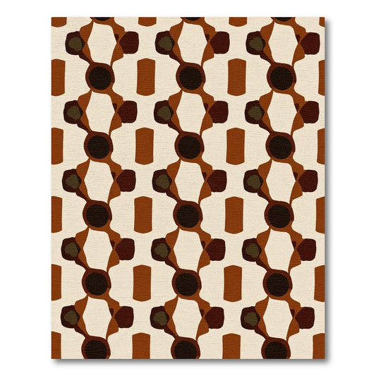 Retro Brown Geometric Chain Rug