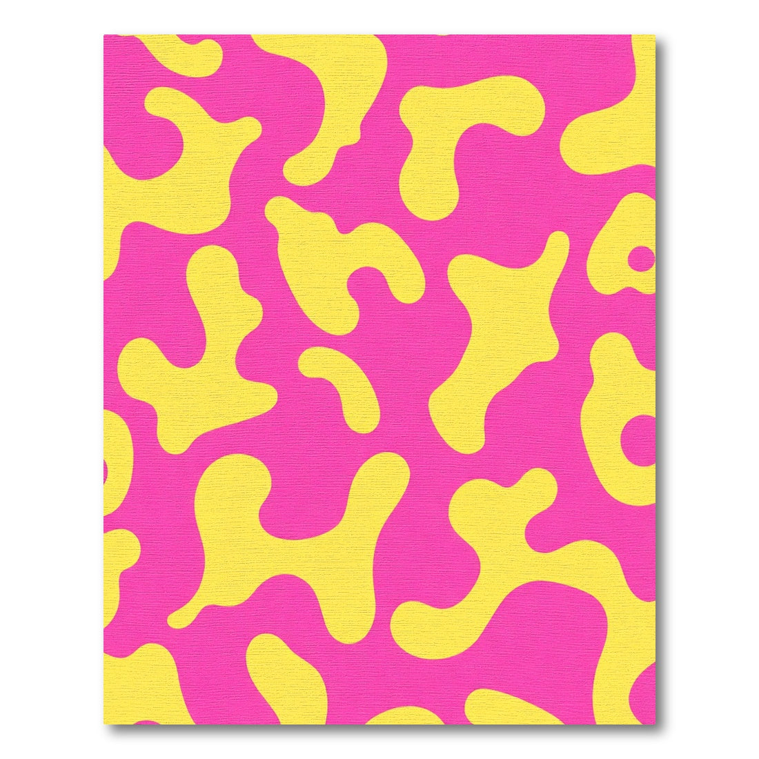 Vibrant Yellow Amoeba Pink Background Rug