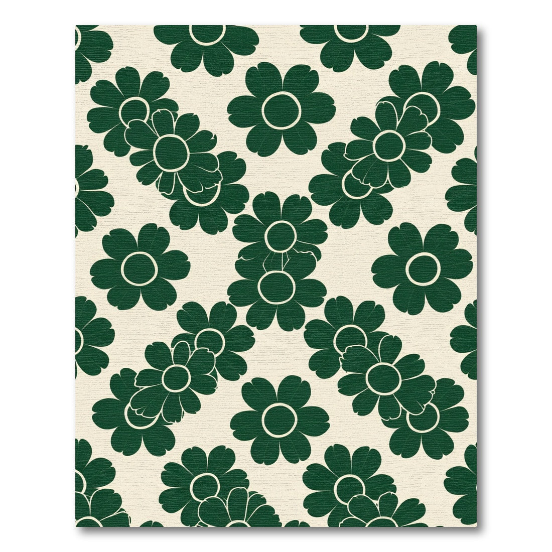 Dark Green Daisy Garden Layout Rug
