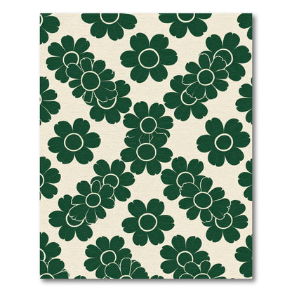 Dark Green Daisy Garden Layout Rug