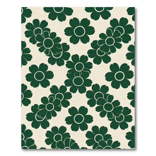 Dark Green Daisy Garden Layout Rug
