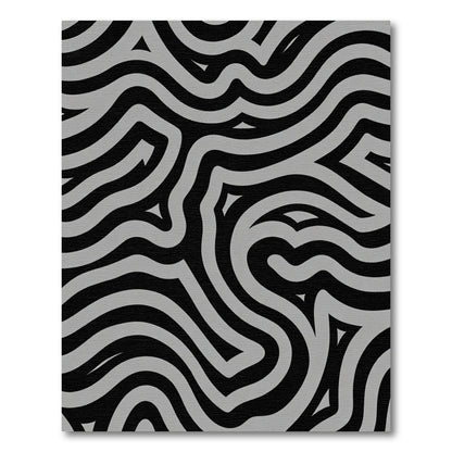 Monochrome Wavy Intertwined Lines Rug