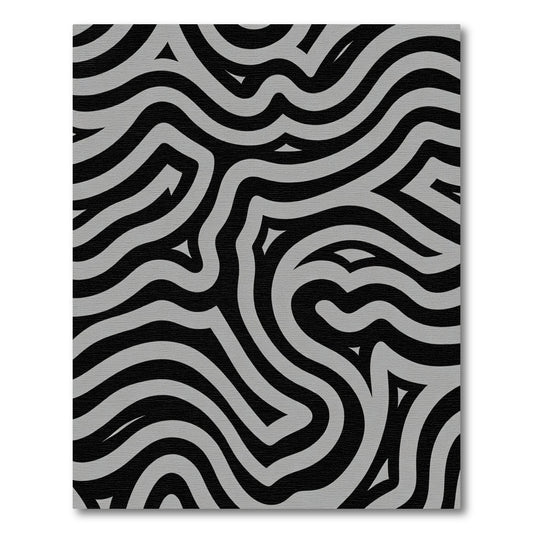 Monochrome Wavy Intertwined Lines Rug