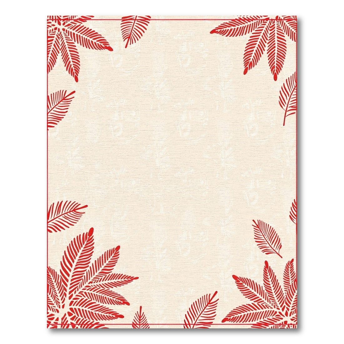 Crimson Fern Border Cream Background Rug