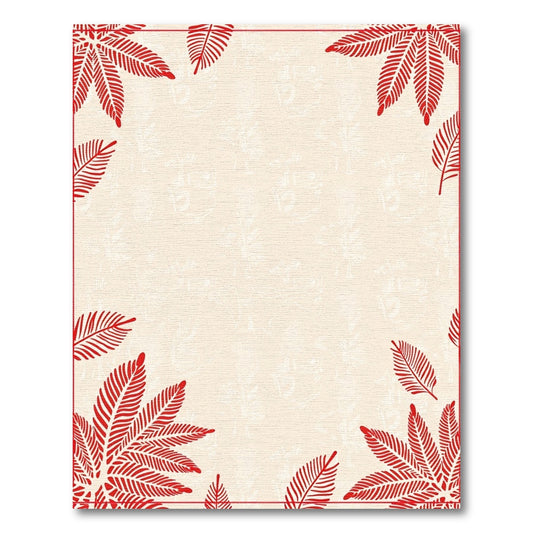 Crimson Fern Border Cream Background Rug