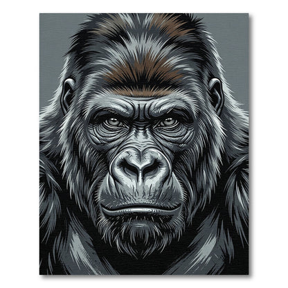 Majestic Silver Gorilla Portrait Illustration Rug