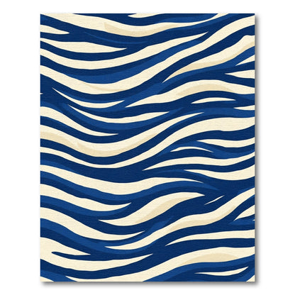 Navy Blue Cream Wavy Stripe Rug