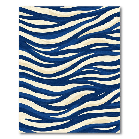 Navy Blue Cream Wavy Stripe Rug