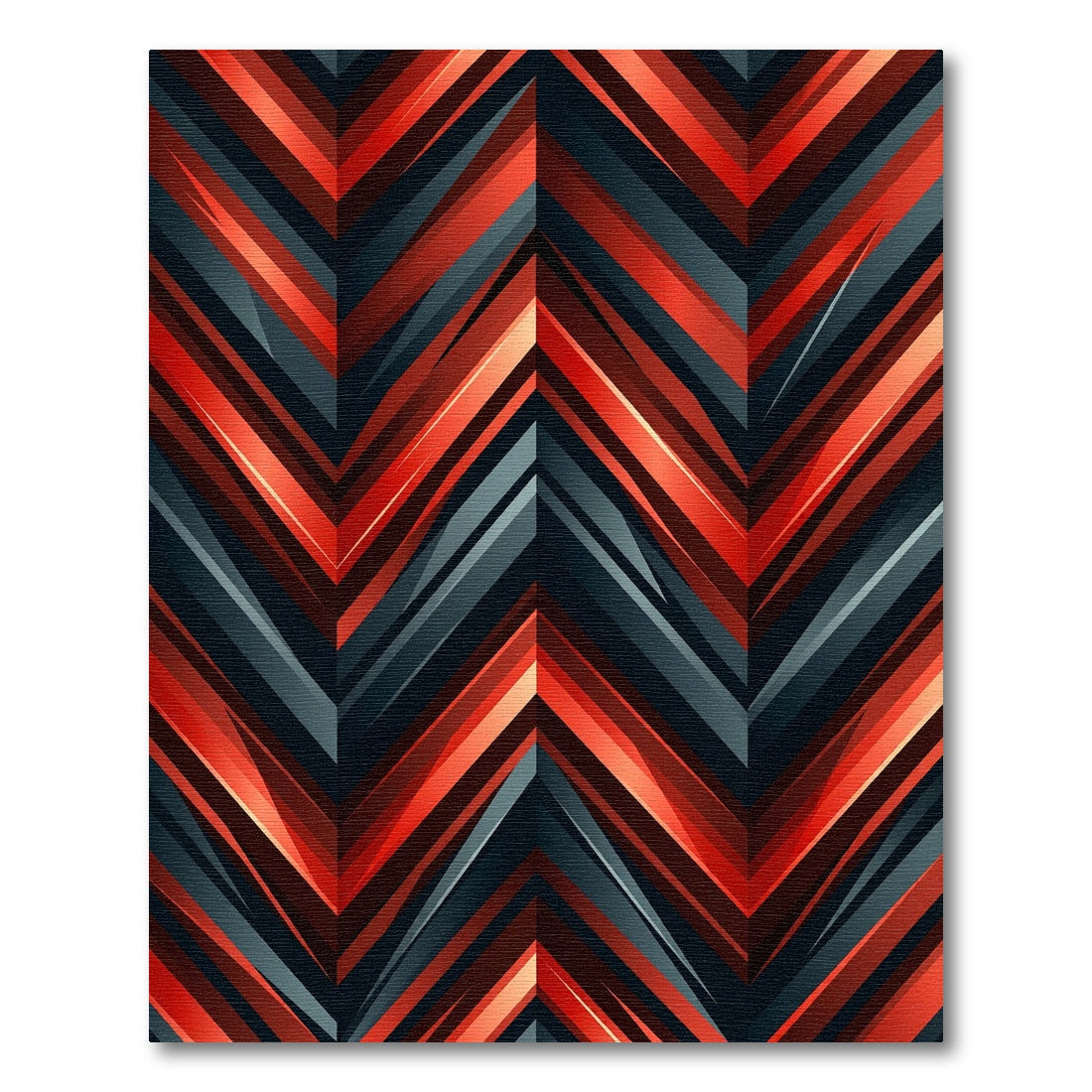 Geometric Red Dark Chevron Rug