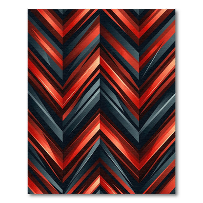 Geometric Red Dark Chevron Rug