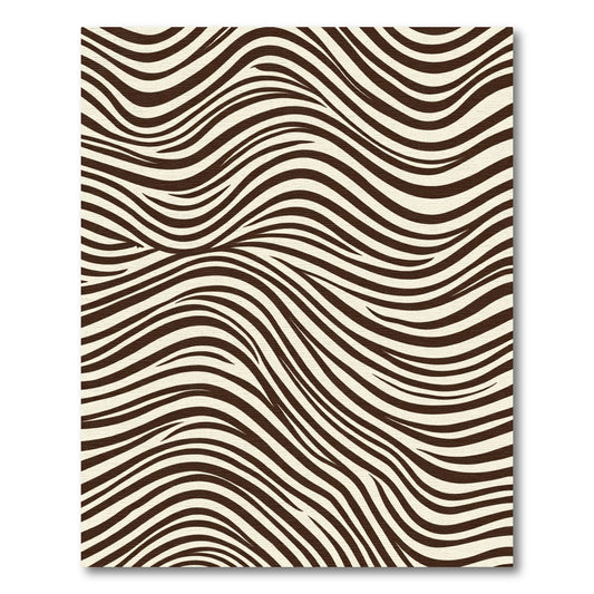 Brown Cream Zebra Stripe Waves Rug