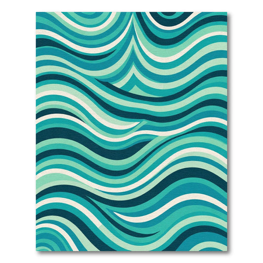 Retro Teal Aqua Wavy Stripes Rug