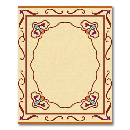 Crimson Floral Bordered Cream Rug