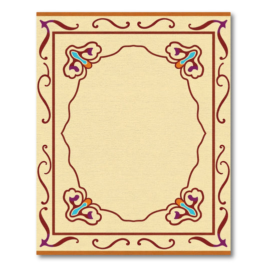 Crimson Floral Bordered Cream Rug