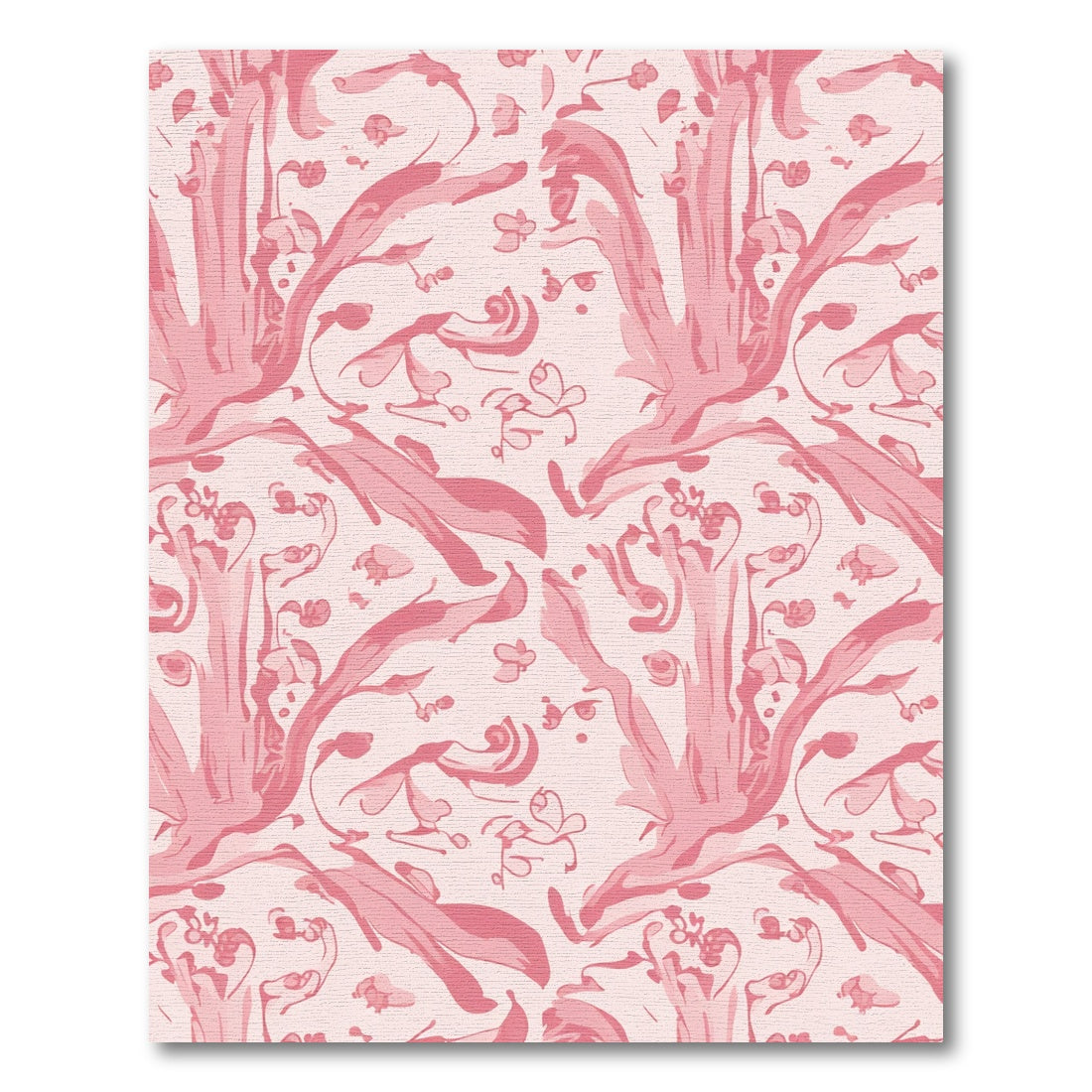 Pink Watercolor Floral Vines Rug