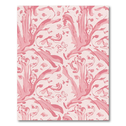Pink Watercolor Floral Vines Rug