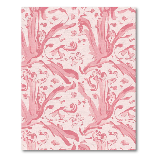 Pink Watercolor Floral Vines Rug