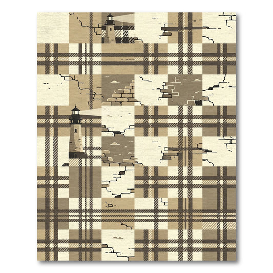 Beach Cottage Lighthouse Plaid Rug