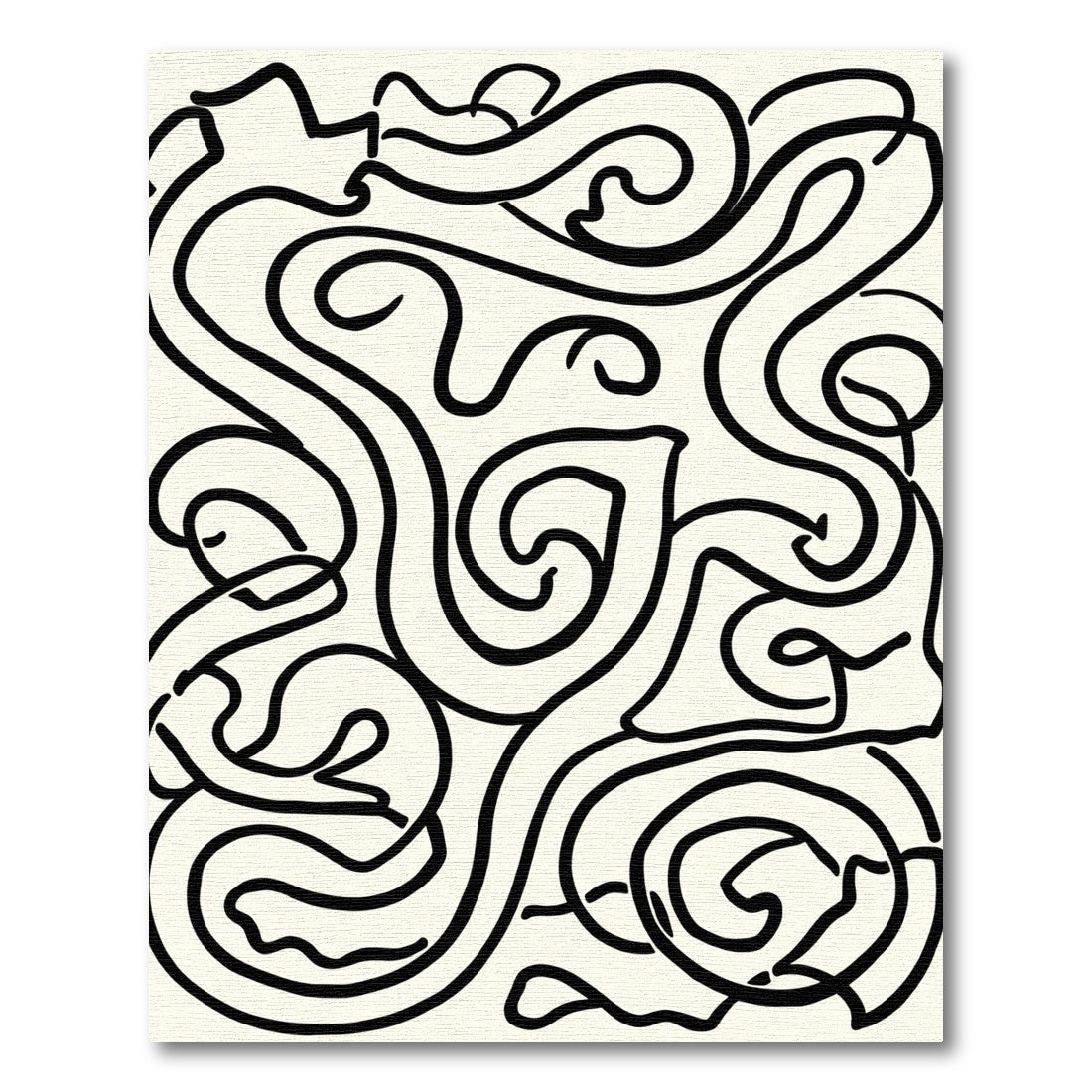Organic Swirl Black Abstract Rug