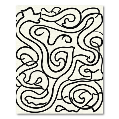 Organic Swirl Black Abstract Rug
