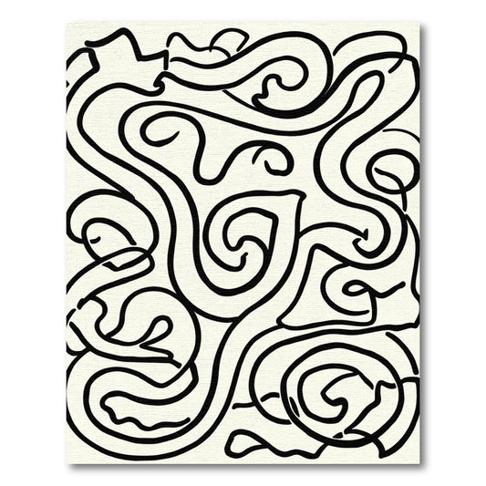 Organic Swirl Black Abstract Rug