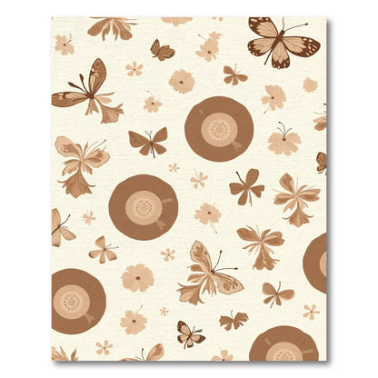 Vintage Brown Butterfly Floral Scatter Rug