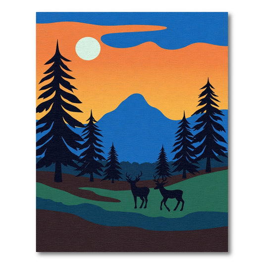 Sunset Forest Deer Landscape Rug