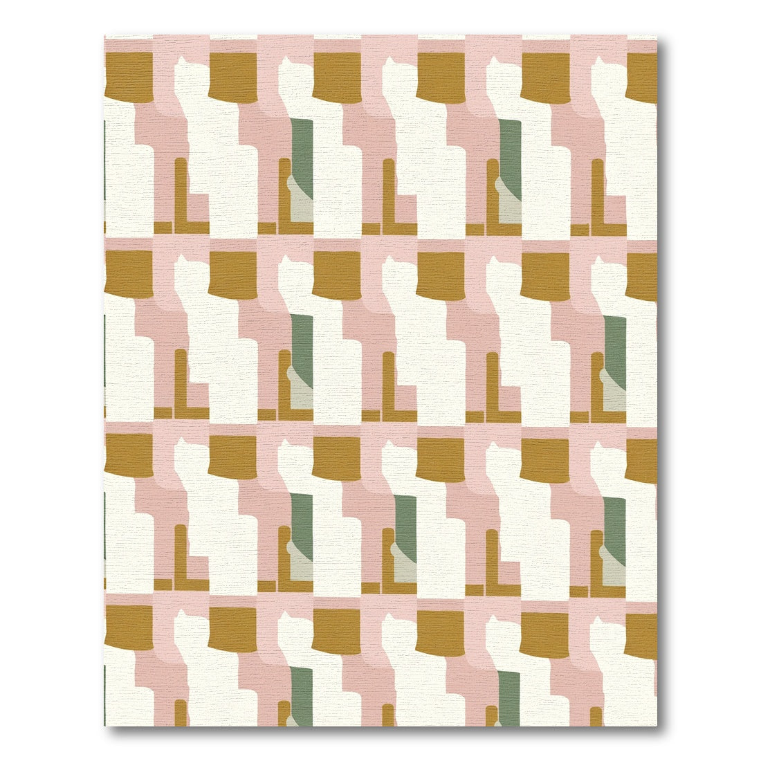 Abstract Pink Mustard Geometric Block Rug