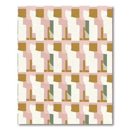 Abstract Pink Mustard Geometric Block Rug