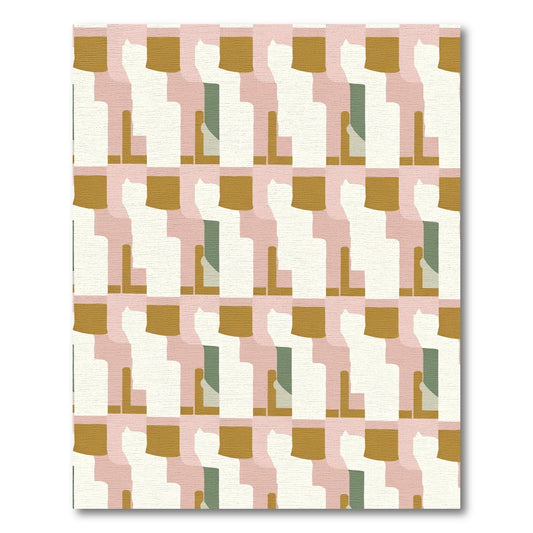 Abstract Pink Mustard Geometric Block Rug